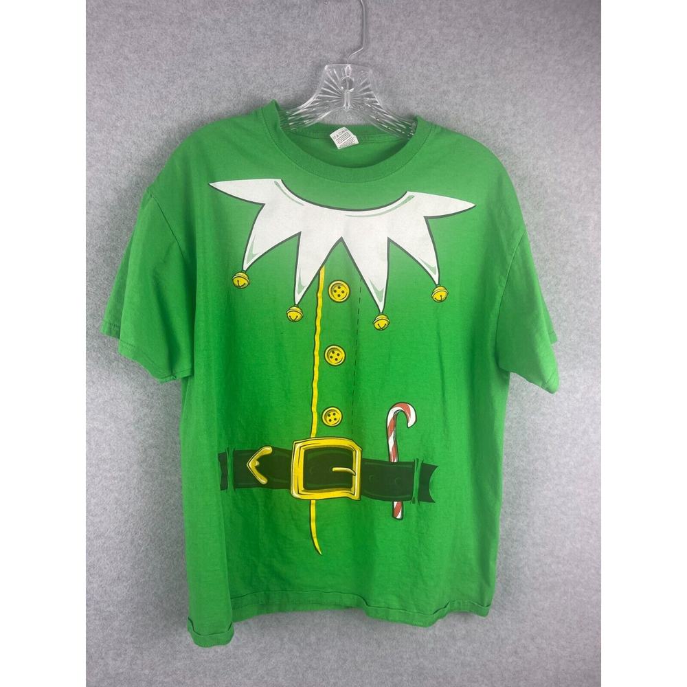 Elf Christmas T Shirt Men's Size‎ L Green Holiday Costume Ugly Tee